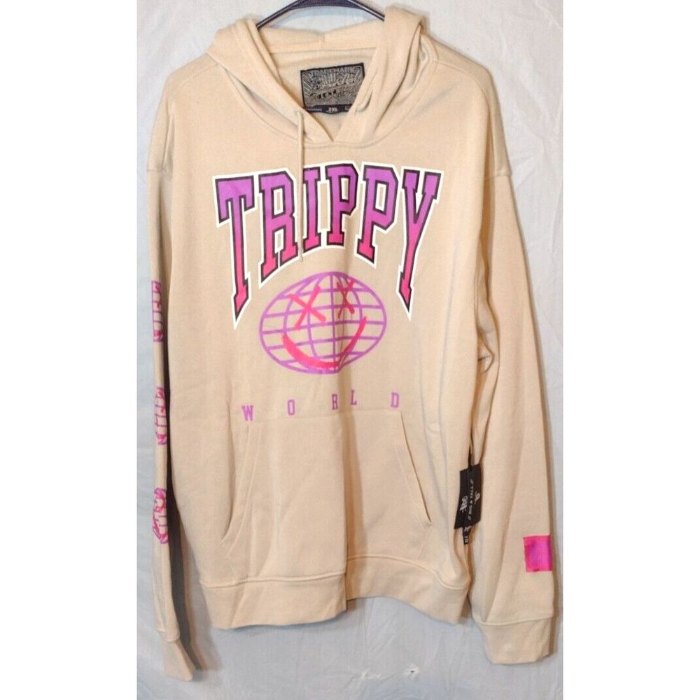 Brooklyn Cloth Co. Trippy World Hoodie Beige Men's Big & Tall Size 2XL New